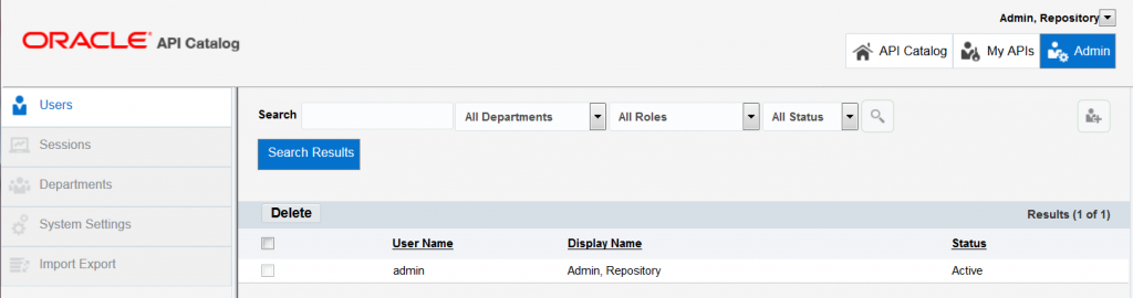 OAC12c: Admin page for configuring users, departments, sessions and change system settings