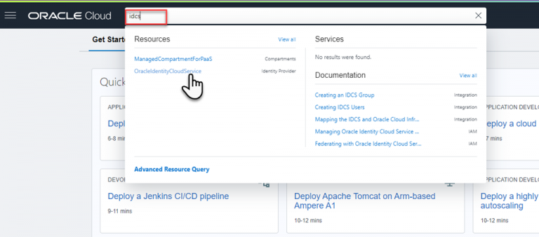How to open IDCS Console from OCI– Finding the entry to Identity Cloud Service