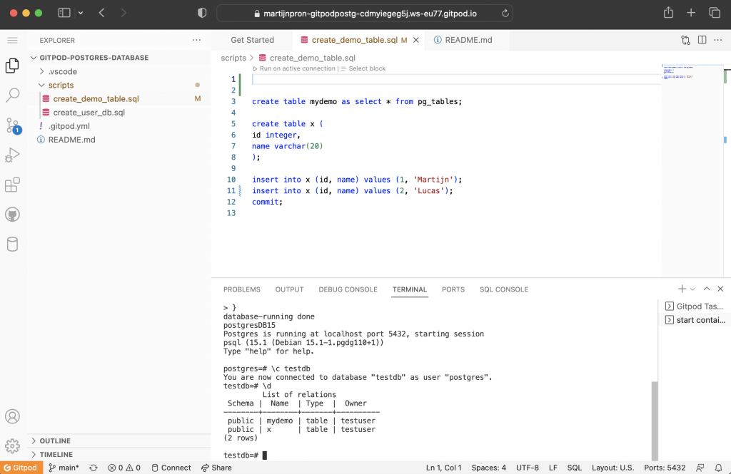 Creating a PostgreSQL gitpod demo - AMIS Technology Blog | Oracle ...