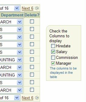 Hiding column checkboxes for some rows only oracle