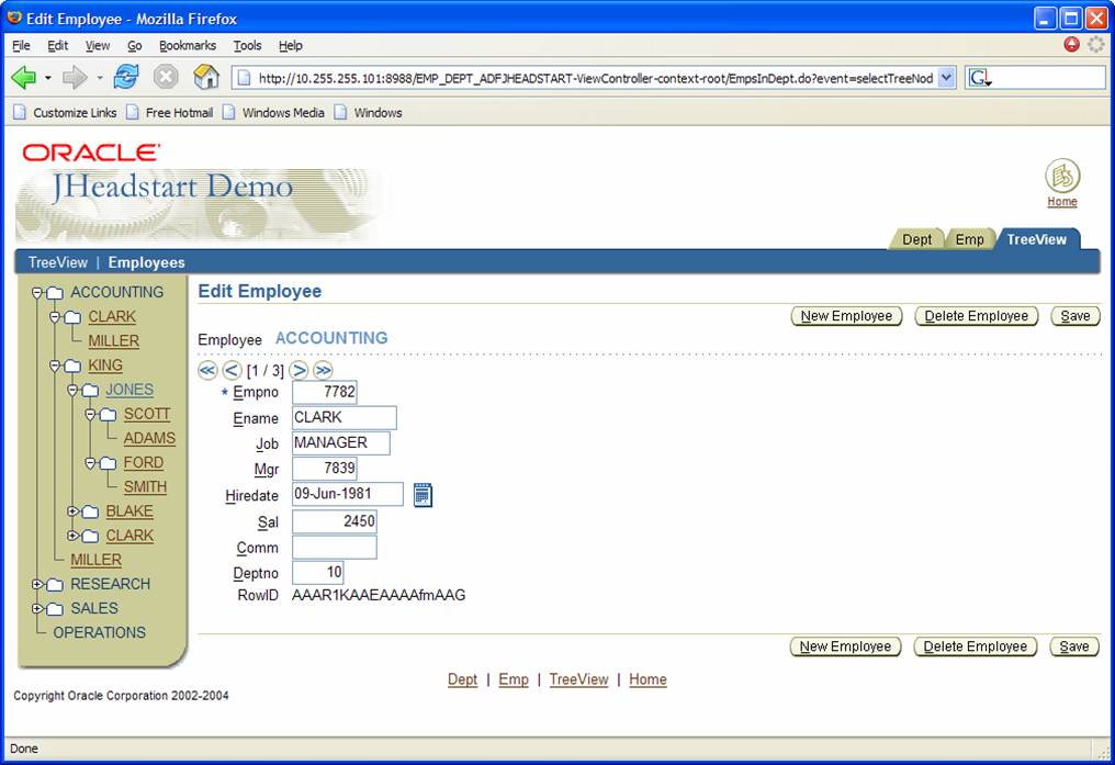 ADF JHeadstart Beta - Impressions of Build 10 GeneratedDeptEmpTree